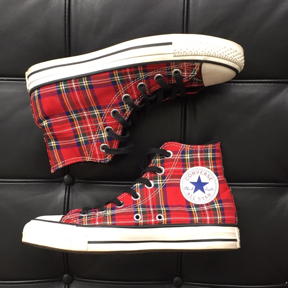 Converse Red Plaid High-Top Sneakers